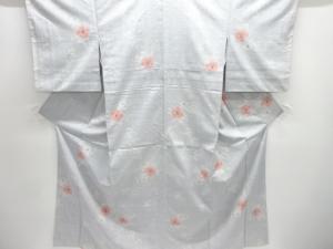 枝花模様織り出し手織り紬着物